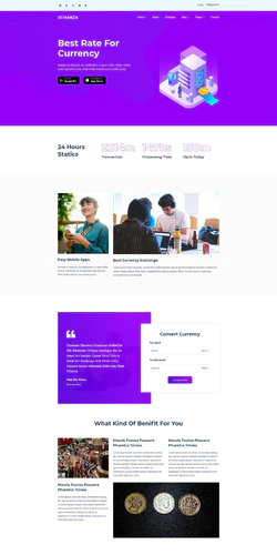 紫色欧美风格的银行货币交易企业网站模板