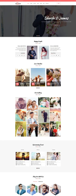 红色欧美风格的婚纱婚礼摄影企业网站模板