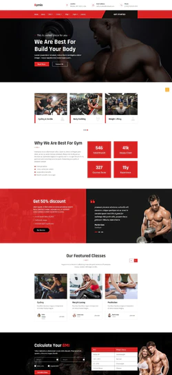 红色主题风格的健身俱乐部整站网站模板
