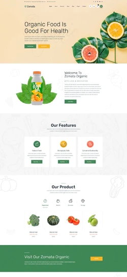绿色欧美风格的有机蔬菜水果整站网站模板