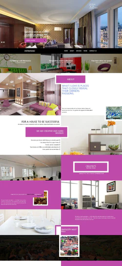 紫色风格宽屏展示室内装修设计公司网站模板