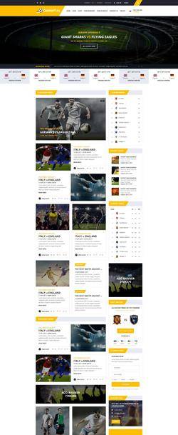扁平化的足球运动比赛资讯网站模板