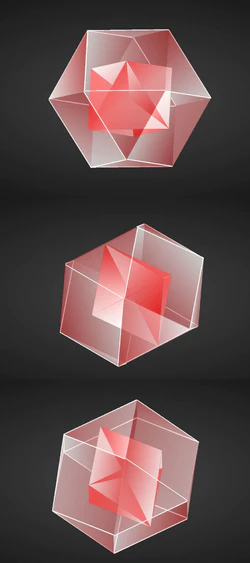 炫酷透明3D多边形嵌套正方体旋转动画效果