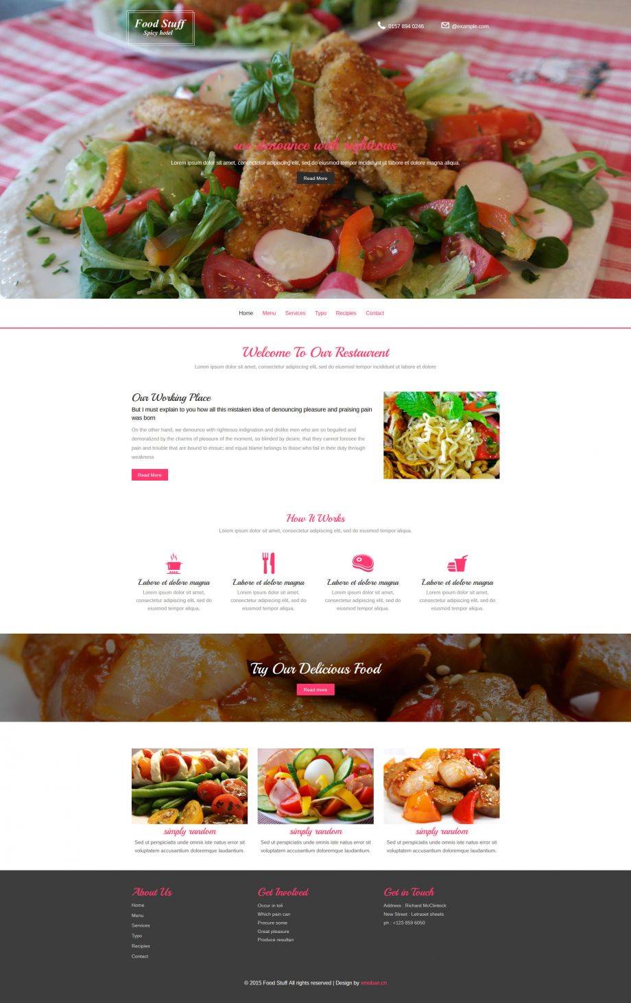 响应式美食餐厅主题酒店网站模板