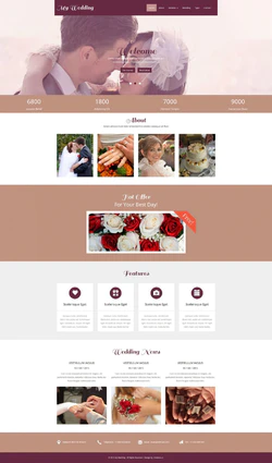 欧美紫色的婚礼摄影服务企业大气网站模板