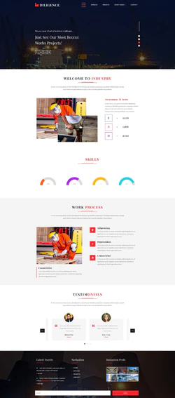 红色欧美精简宽屏的工业生产集团网站模板