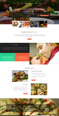 绿色简洁风格的精选美食餐厅企业网站模板