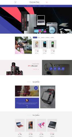 蓝色简洁风格的电子产品购物商城整站网站模板