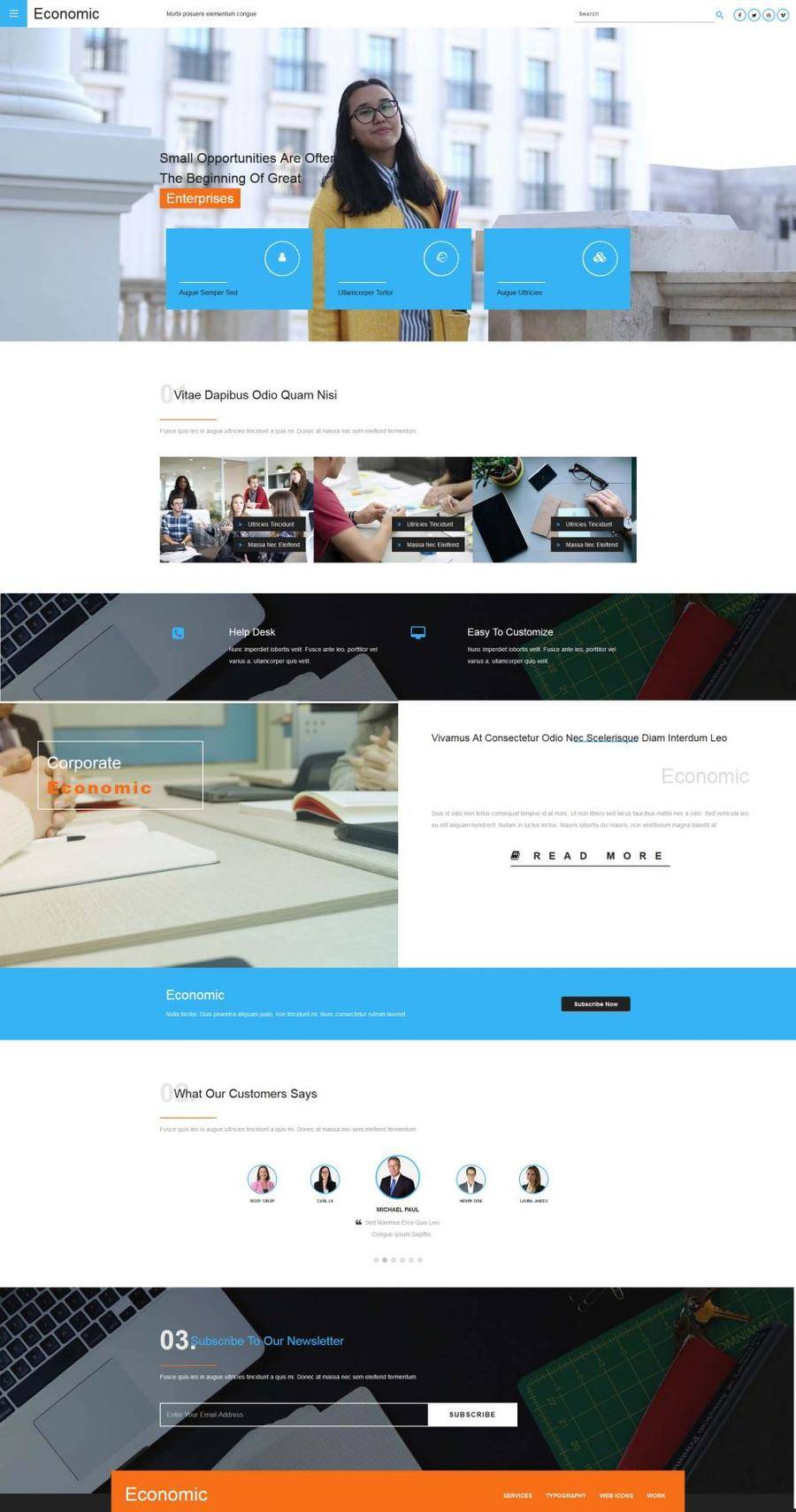 蓝色简洁风格的商业公司整站网站模板封面图