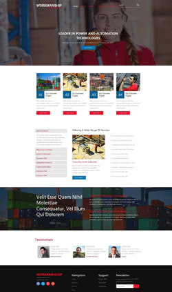 红色简洁风格的施工企业网站模板