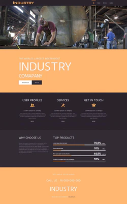 黄色简洁风格的工业生产企业网站模板