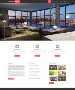 红色简洁风格的室内设计企业网站模板封面图