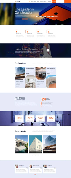 橙色欧美风格的工业建筑设计整站网站模板