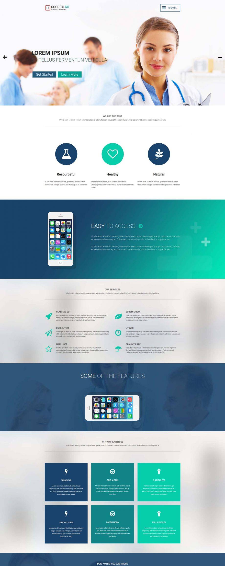 蓝色简洁风格的医疗APP介绍整站网站模板