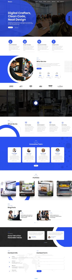 HTML5响应式蓝色欧美风格软件设计开发公司网站模板