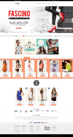 红色简洁风格的时尚女装网店整站网站模板