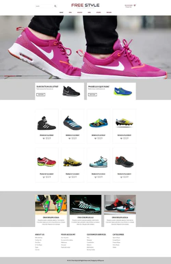 红色简洁风格的运动鞋特卖商城整站网站模板