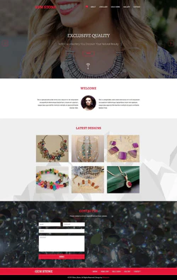 红色简洁风格的水晶钻石珠宝行业展示整站网站模板