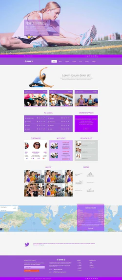 H5紫色简洁版的女性瑜伽健身训练网站模板封面图