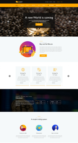 H5黄色主题块链投资虚拟货币展示的响应式网站模板