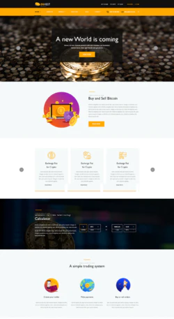 H5黄色主题块链投资虚拟货币展示的响应式网站模板
