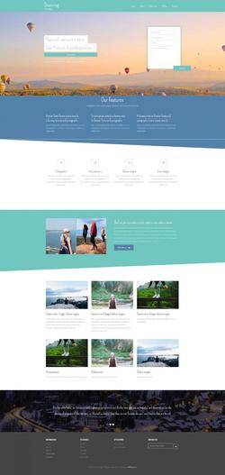 H5蓝色简洁版的景点旅行行业网站模板