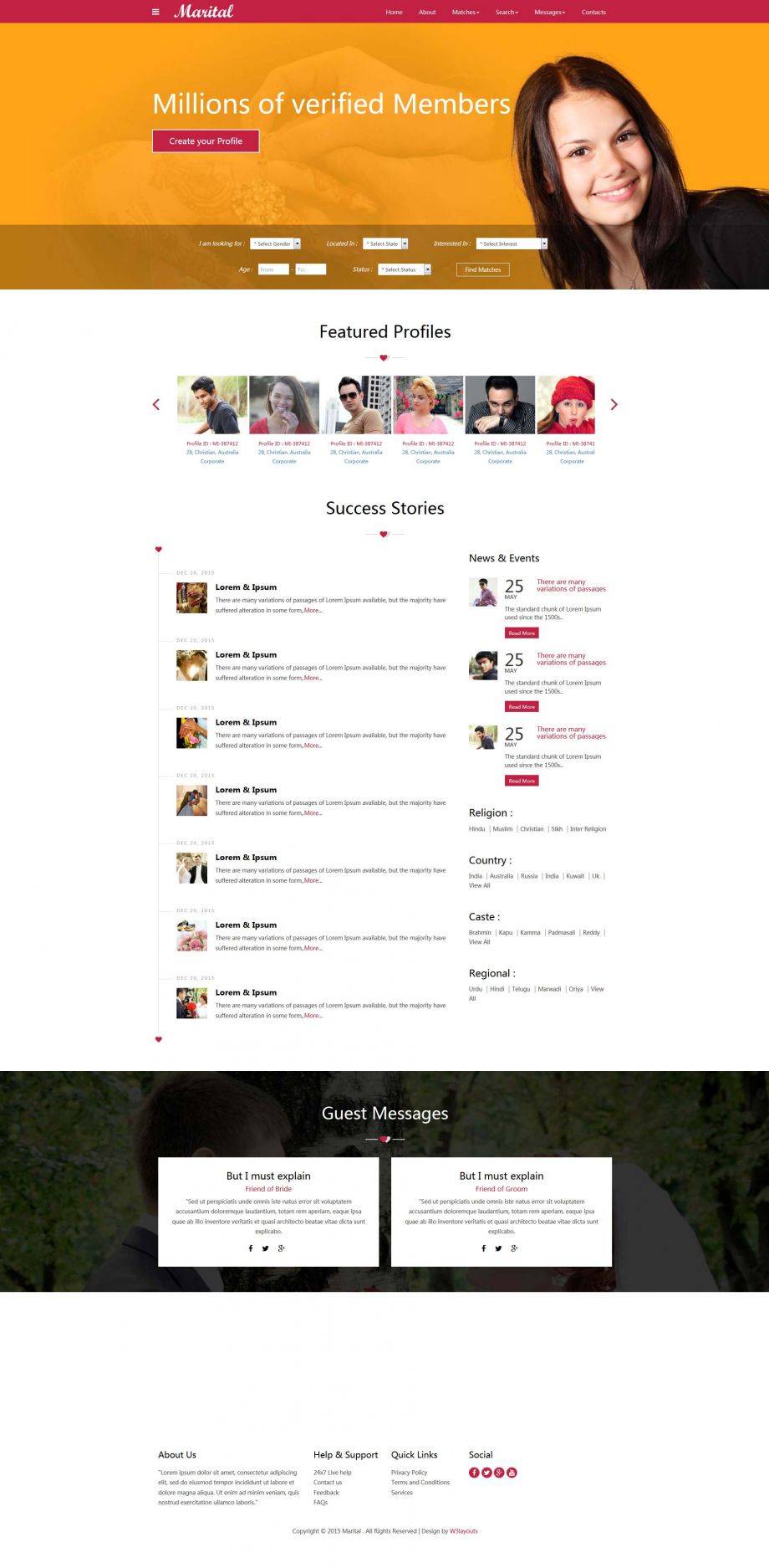 Bootstra红色简洁响应式的婚介交友中心网站模板