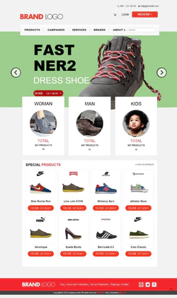 H5绿色简约风格的鞋子商城网站模板