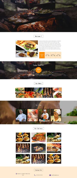 橙色简洁风格的烧烤美食行业网站模板