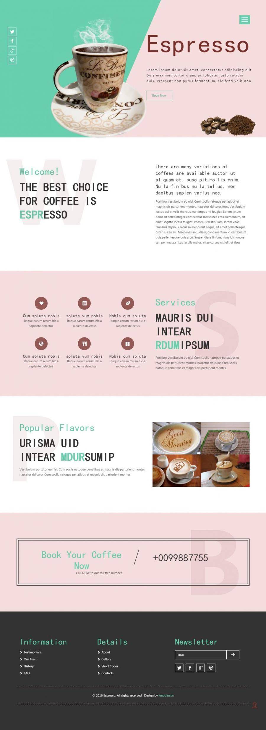 H5绿色主题休闲咖啡厅企业网站代码封面图