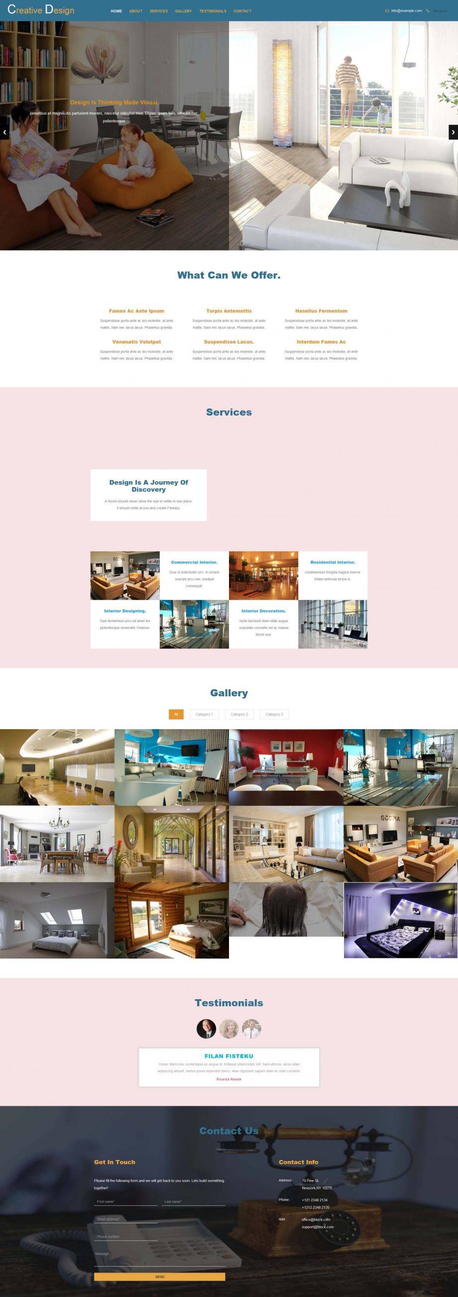 Bootstra黄色简洁响应式的创意室内装饰设计企业网站模板