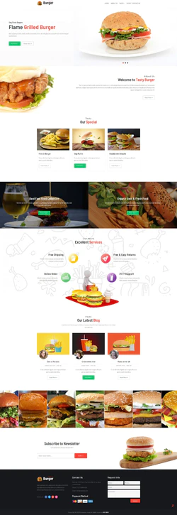 H5响应式汉堡包西餐厅美食网站模板