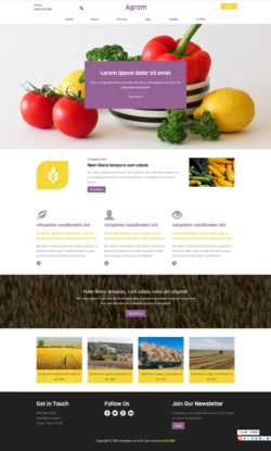 紫色大气宽屏的大棚蔬菜种植农业网站html模板