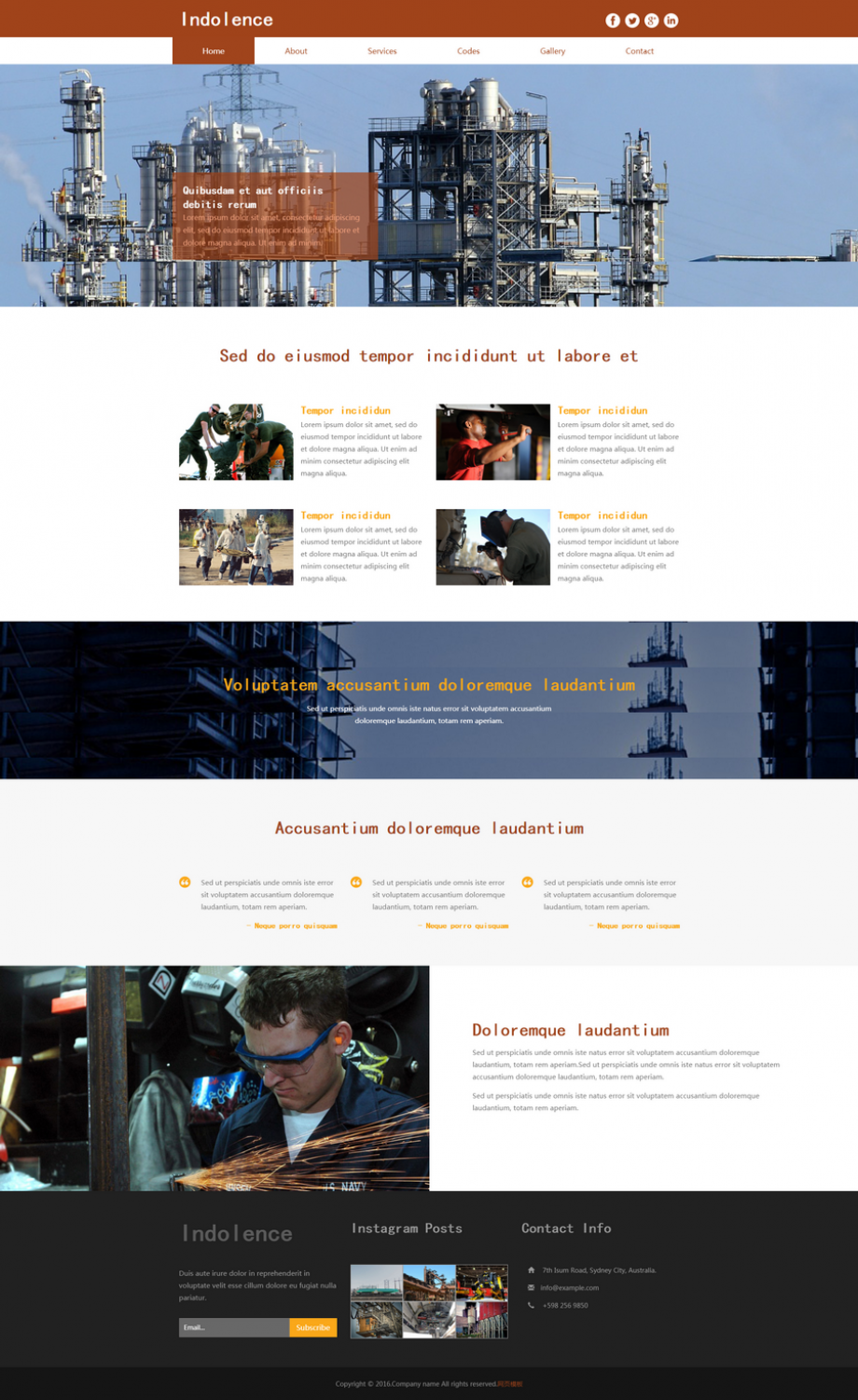 棕色的化工生产行业网站html模板