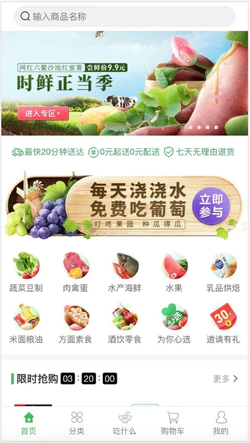 美食购物商城App模板_新鲜瓜果蔬菜生鲜线上超市