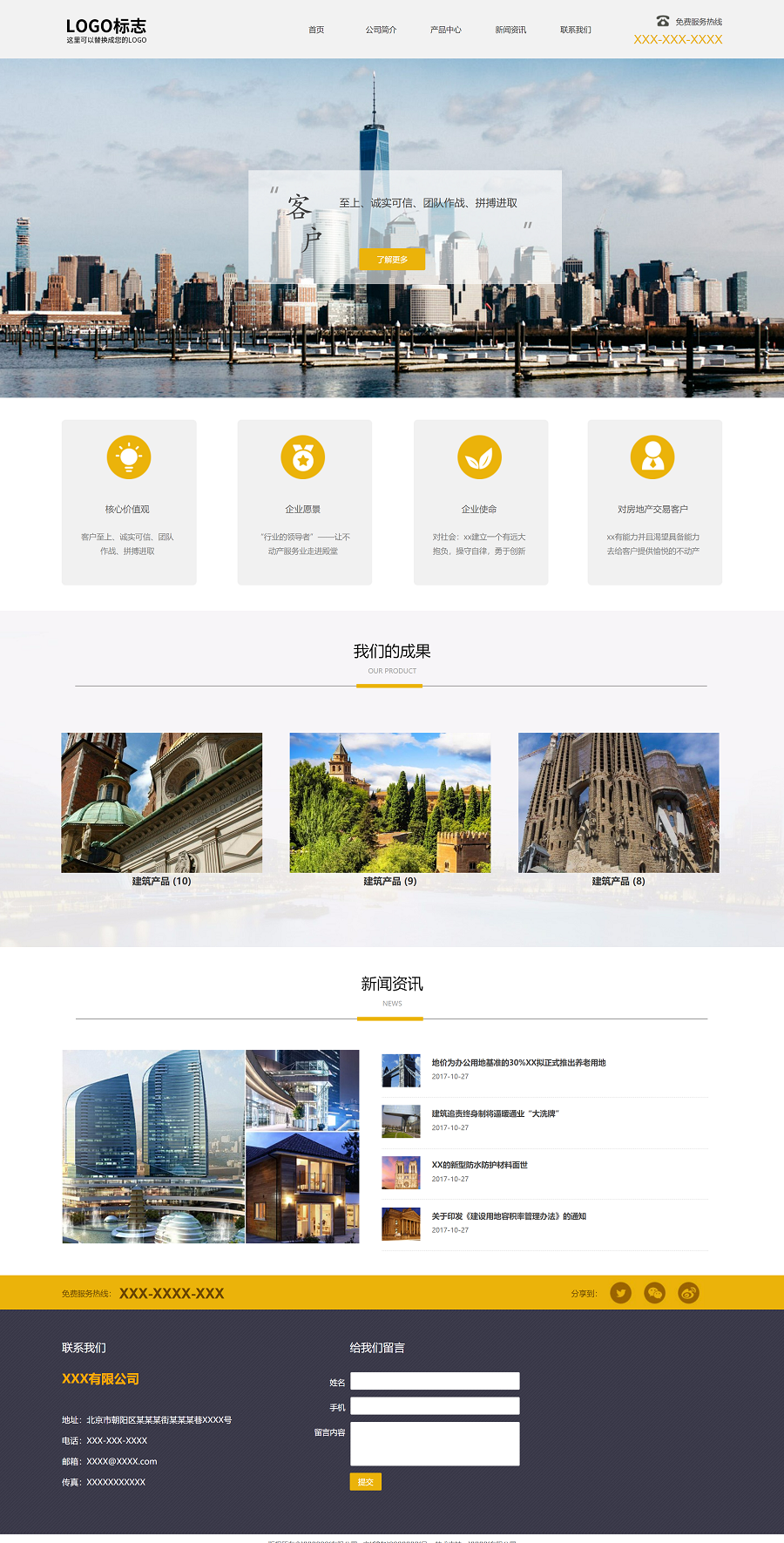 房地产建筑销售行业企业网站模板封面图