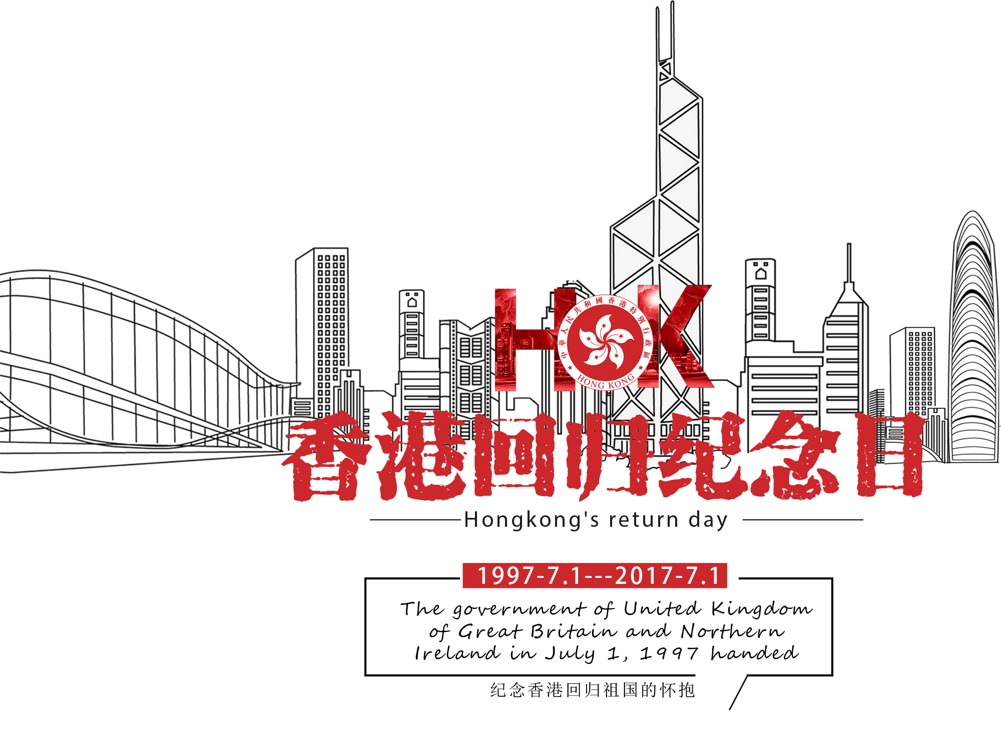 香港回归20周年纪念日png免抠素材