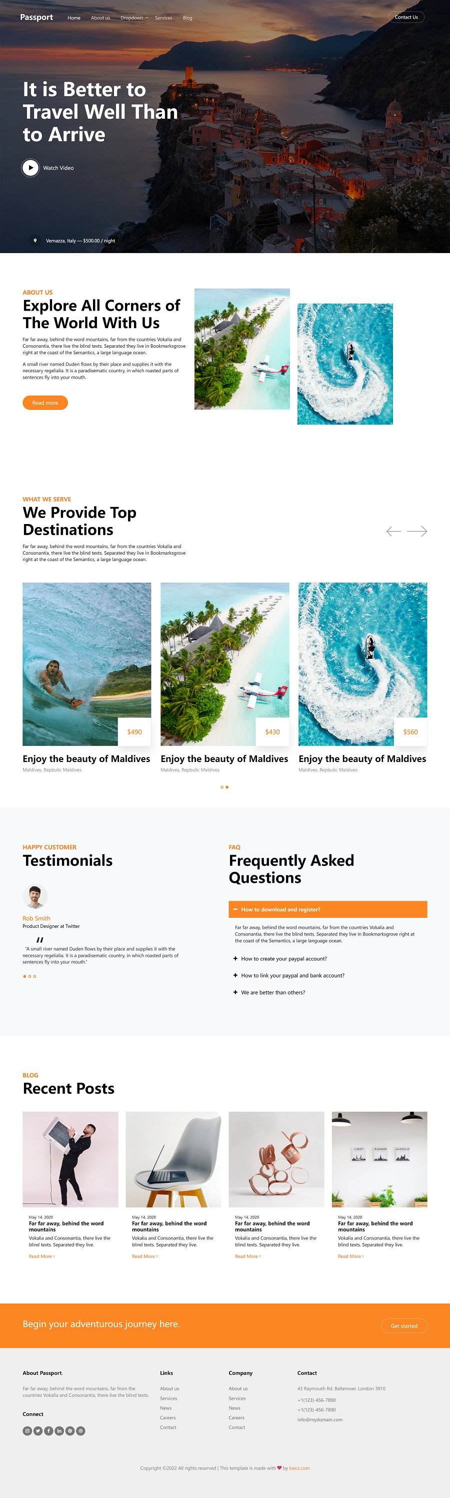扁平化旅游网站模板_马尔代夫国外度假模板下载