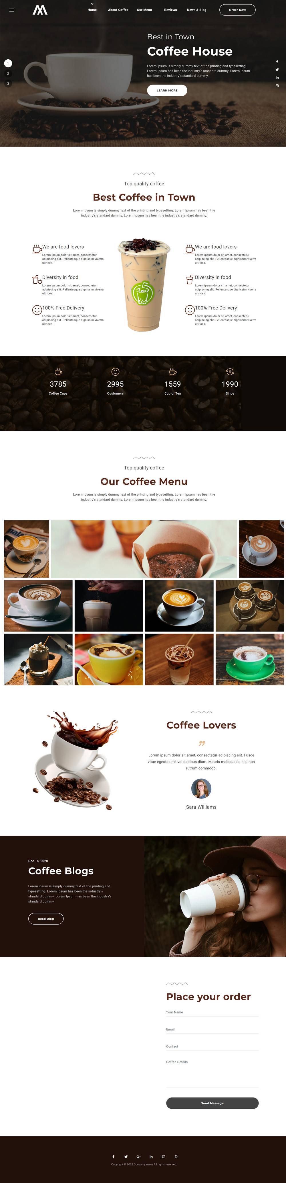 咖啡奶茶棕色主题品牌宣传HTML5模板