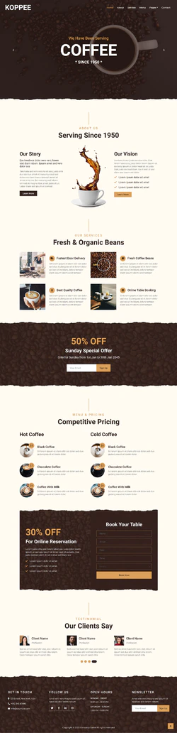 棕色咖啡屋品牌宣传HTML5企业模板