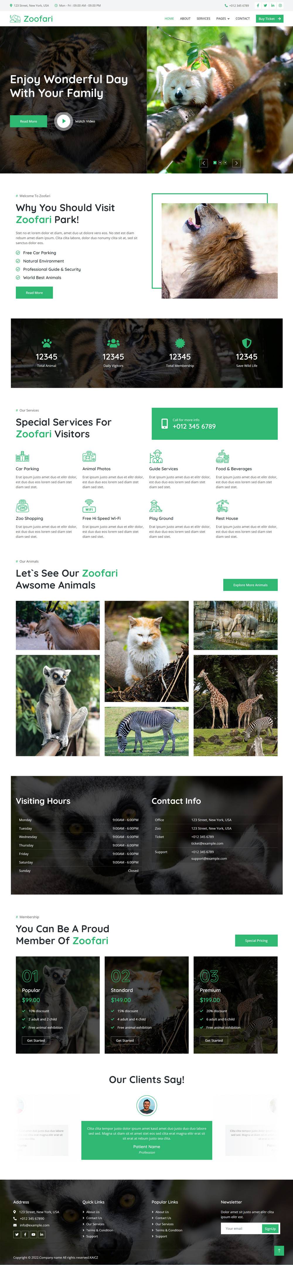 野生动物园动物保护森林网站模板