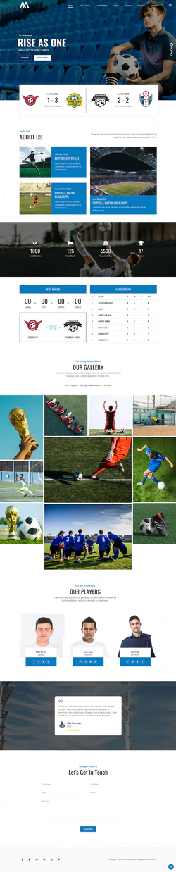 足球俱乐部体育运动品牌宣传网站模板