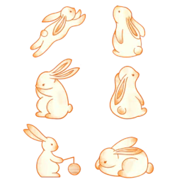 中秋多形态手绘兔子装饰元素下载