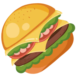 牛肉汉堡美食手绘装饰元素