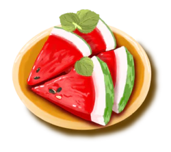 夏天清凉西瓜水果盘装饰元素