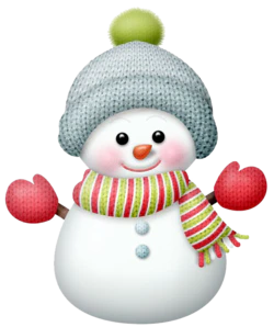 圣诞戴围巾的雪人装饰元素