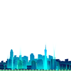 蓝色的建筑城市装饰元素