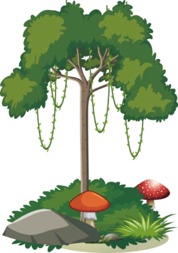 绿色树蘑菇装饰元素