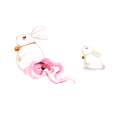 中秋节手绘粉色可爱玉兔