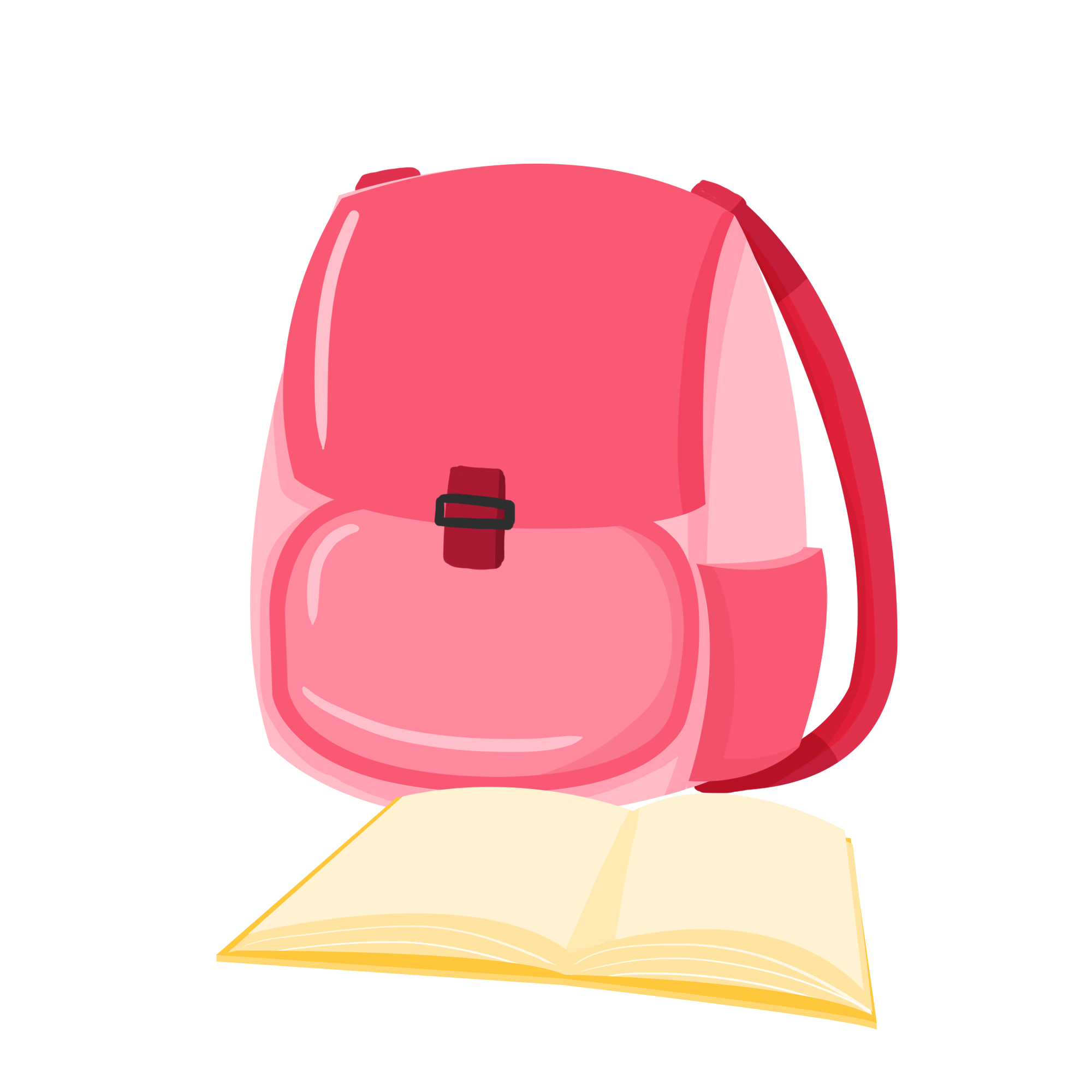 粉色书包和书本装饰元素